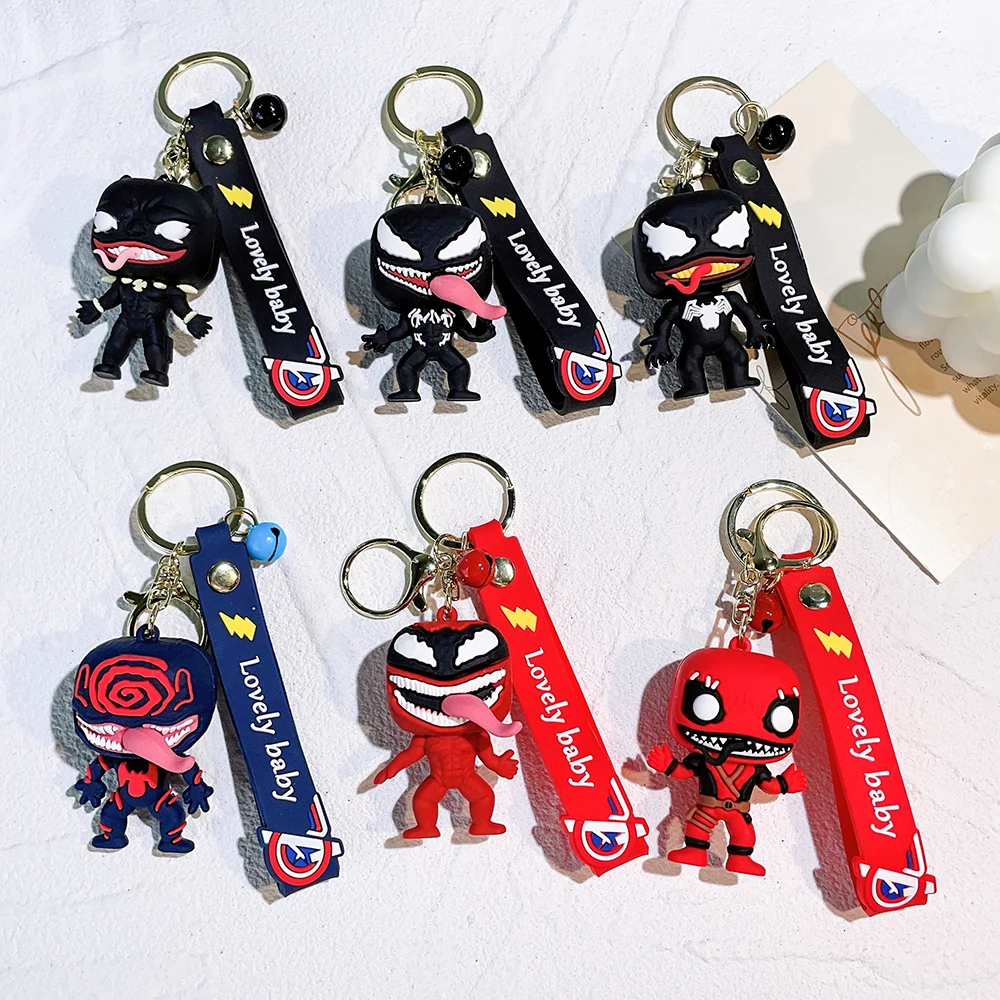 Marvel Anti Hero Venom Keychains Cute Doll Silica Gel Keyrings Cartoon Avengers Superhero Pendant Keyholder Disney Jewelry