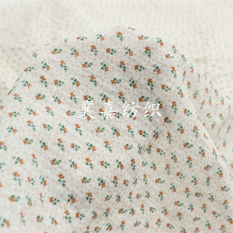 

100X135cm New Japan and Korea Small Floral Double-layer Cotton Gauze Texture Crepe Fabric 180g/ M
