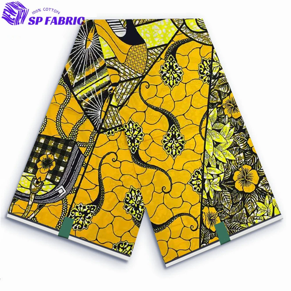 

African Wax Fabric 100% Original Super Fabric 6yards Nigerian Fabric Ankara Block Prints Batik Dutch Fabric For Wedding VL-86
