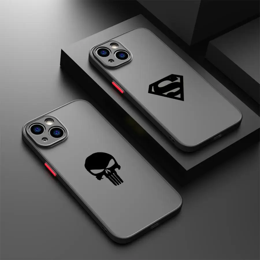 Marvel Punisher Phone Case for iPhone 11 12 16 15 13 14 Pro Max Plus Mini 7 8 XR XS 15Pro MAX Soft Cover Funda