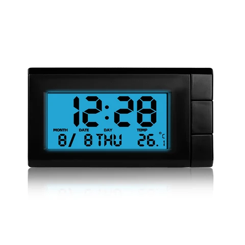 Автомобильные цифровые часы, термометр, миниатюрные автомобильные часы, подсветка даты месяца, украшение для автомобиля