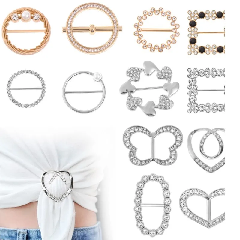 

New Premium Alloy T-Shirt Clips 12 PCS Clothes Corner Knotted Button Diy Clips For Vests Shirts Belt Scarf