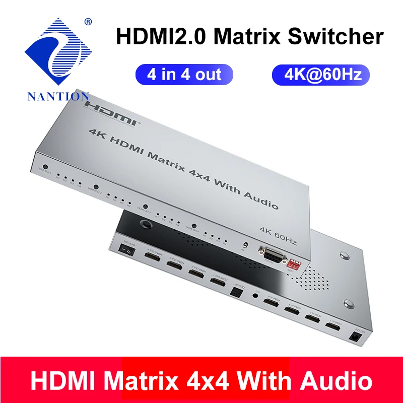 Матрица HDMI 4x4 с аудио экстрактором 4K @ 60 Гц HDR 18 Гбит/с 2 0 матричный переключатель