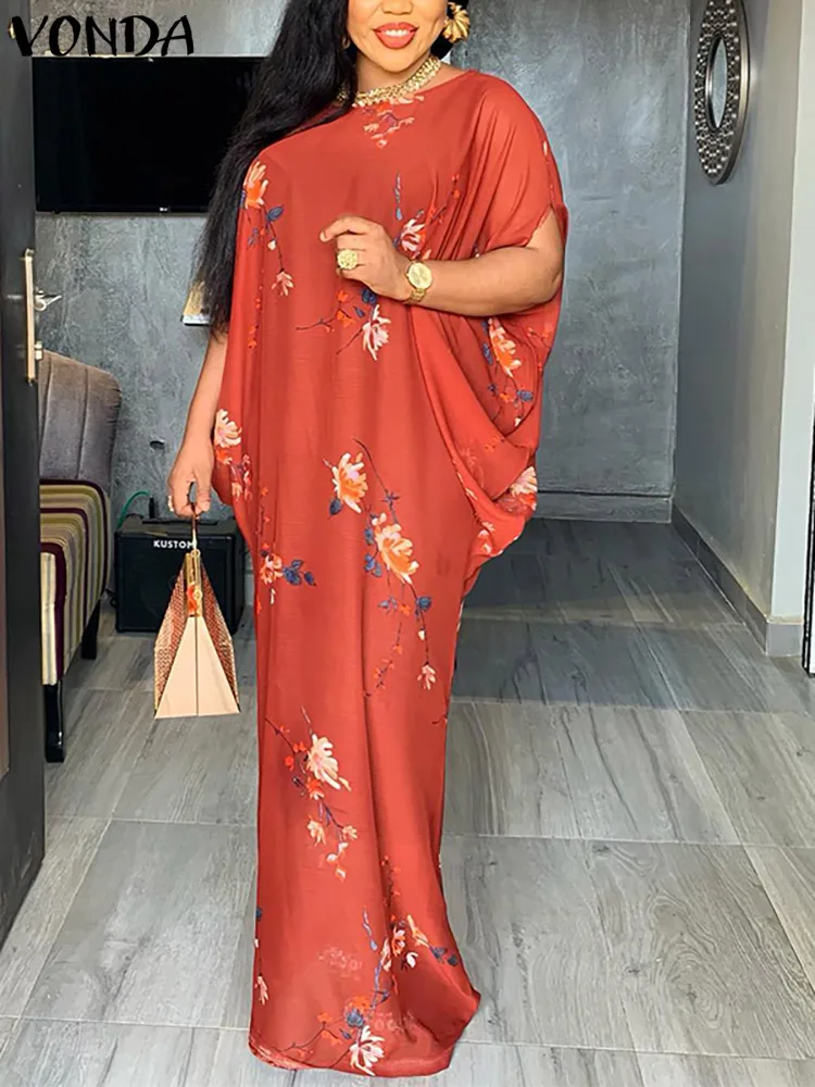 

VONDA 2022 Vintage Summer Dress Bohemian Women Summer Party Long Maxi Dress Beach Sundress Printed Long Robe Femme Oversize