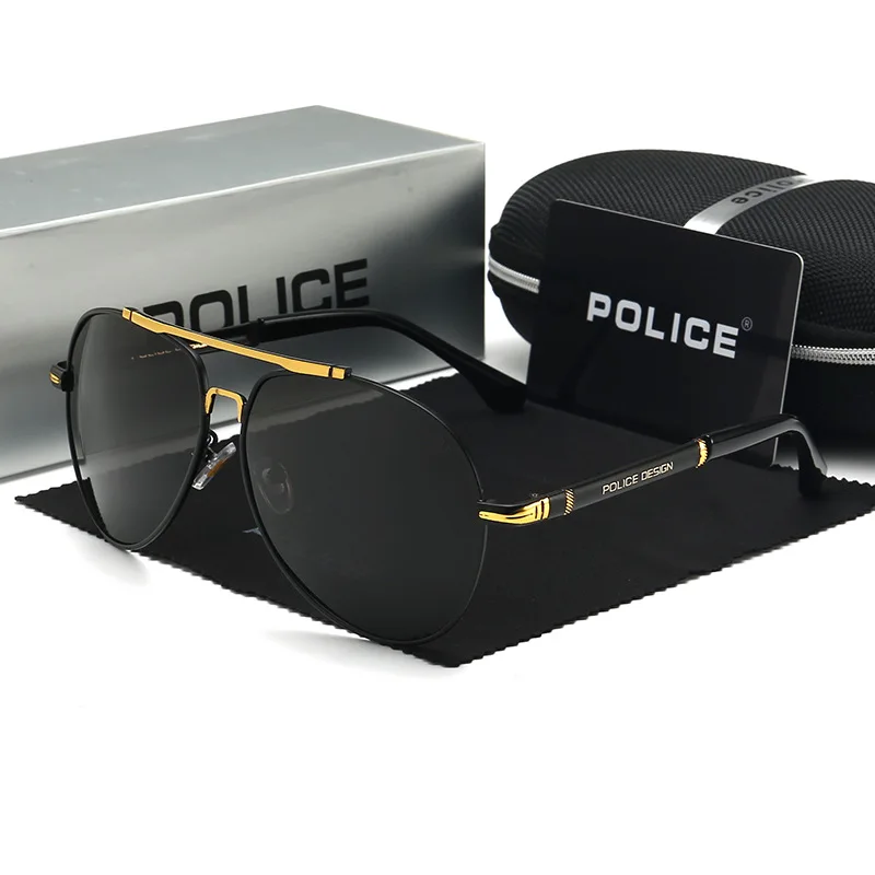 POLICE 758 Brand Designer Round Sunglasses Men Retro Shades Male Sun Glasses Mirror Clear Vintage Fashion Driving Oculos De Sol