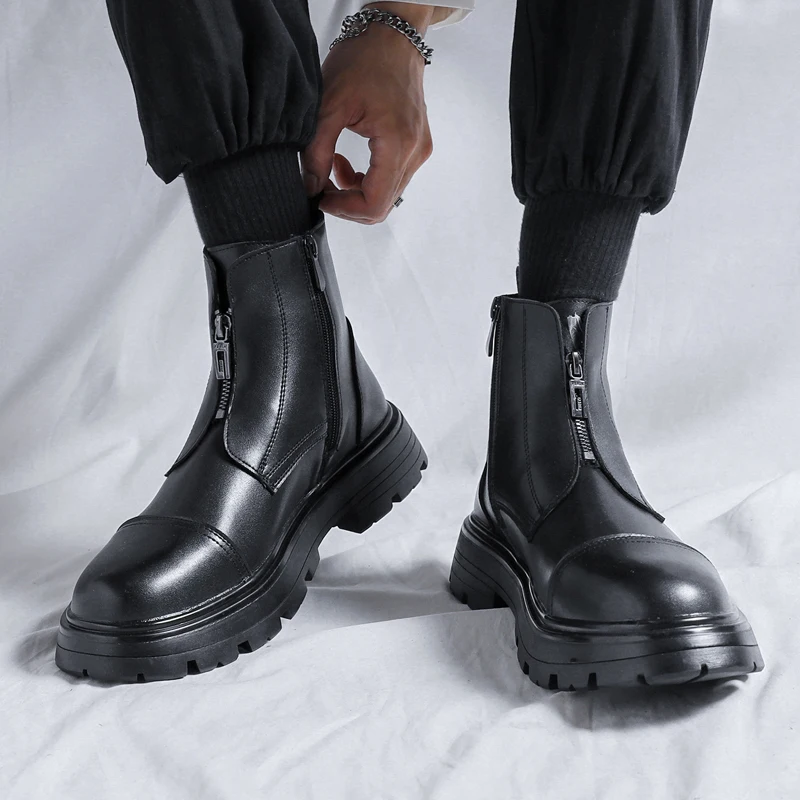 

Мужские модные вечерние классические ботинки челси для ночного клуба брендовая дизайнерская обувь ковбойские Оригинальные кожаные ботильоны на платформе
