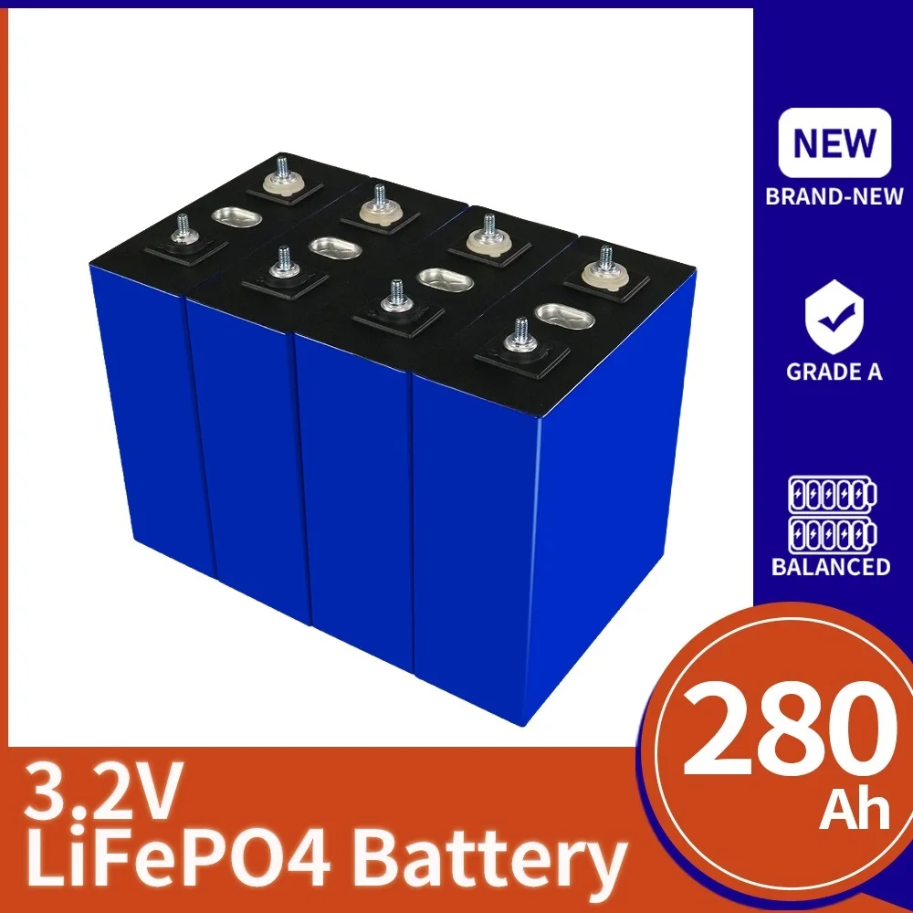 

new 4/8/16/32PCS 280Ah Lifepo4 Battery 3.2V Deep Cycle Rechargeable Battery Pack Solar Energy System for 12V 24V 48V RV Golf