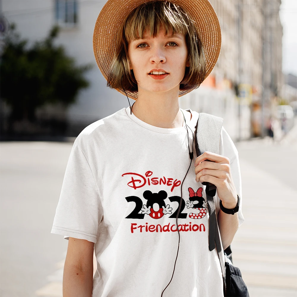 

Disney 2023 Friendcation T Shirt Women New Arrivals Mickey Minnie Fashion Street Casual Camiseta De Mujer Spain Female Blouses