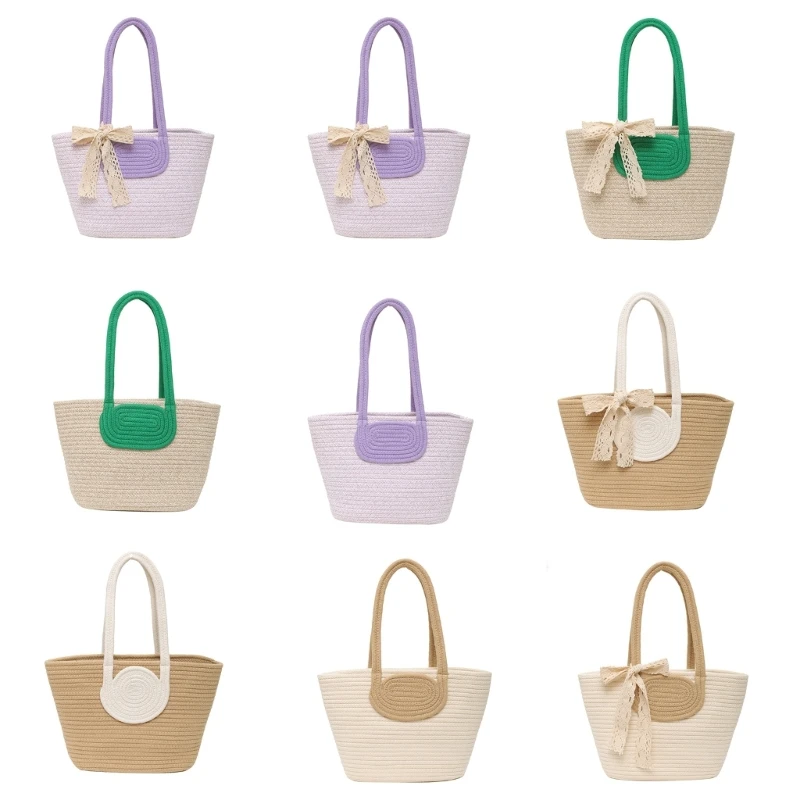 

Винтажная соломенная сумка ручной работы для женщин Летняя большая сумка с верхней ручкой через плечо