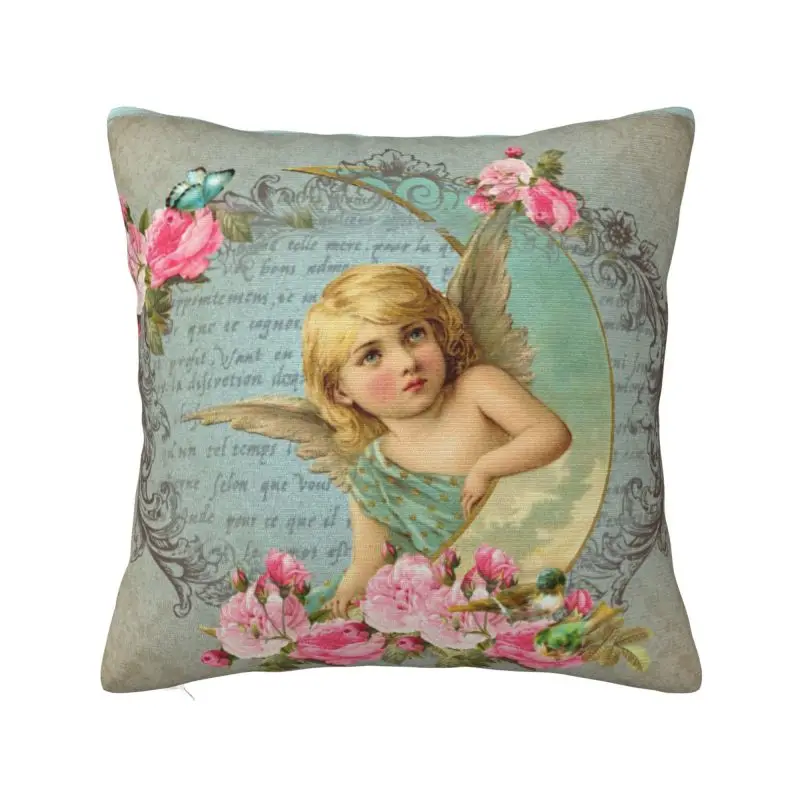 

Розовые винтажные бархатные наволочки с ангелом