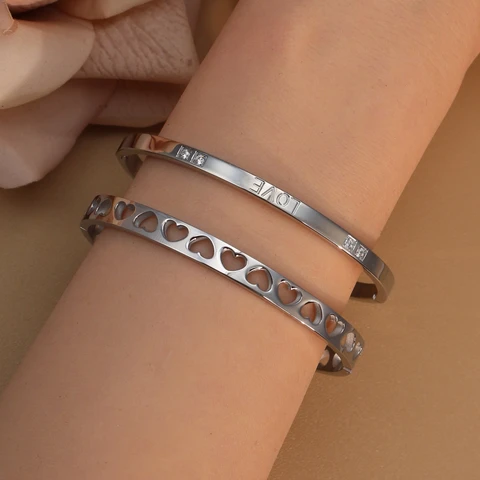 XIYILOV Золотой браслет из нержавеющей стали с цирконом