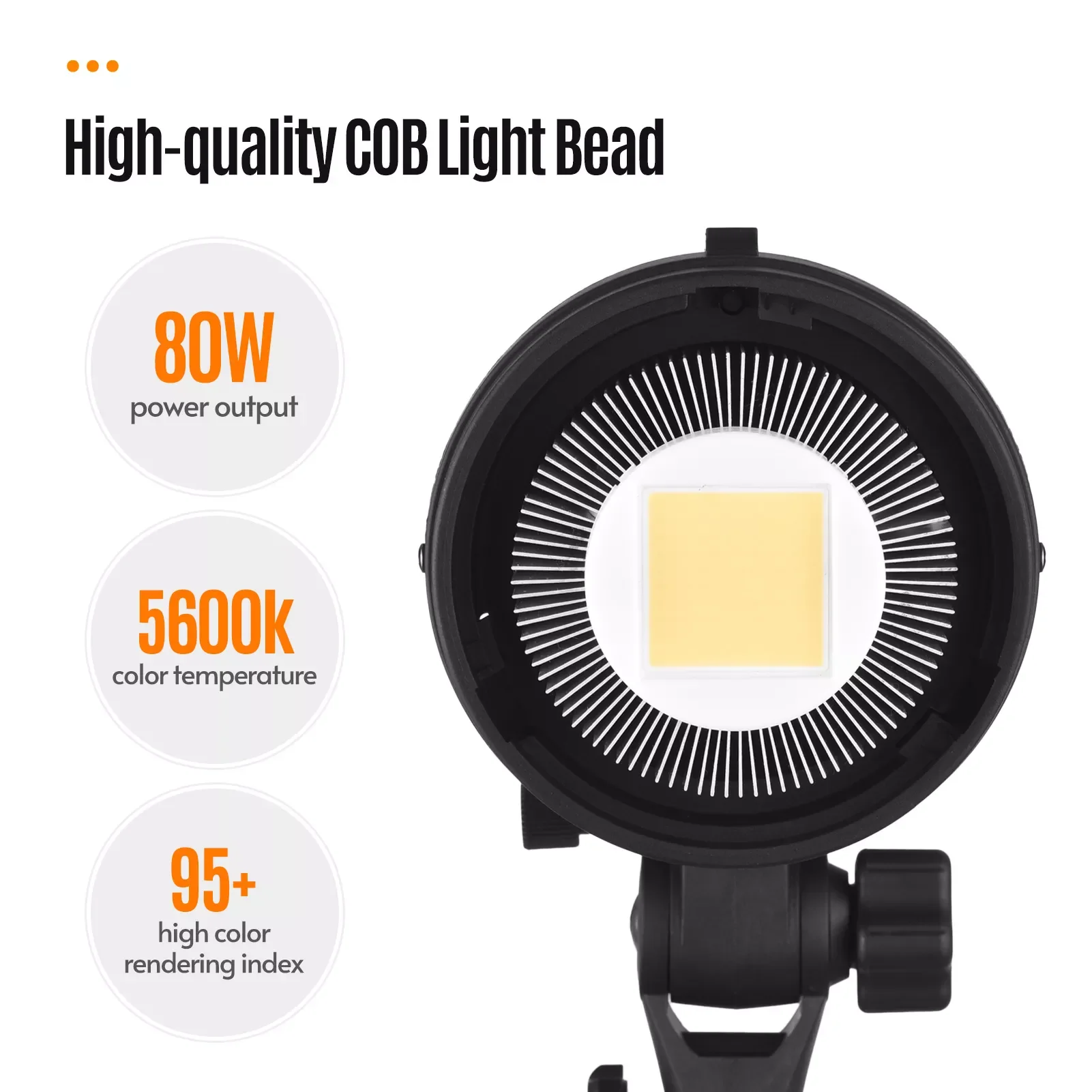 

2023 LED Continuous Studio Video Light 80W 5600K Brightness Adjustable Bowens Mount for Live Streaming Portrait Product Photogra