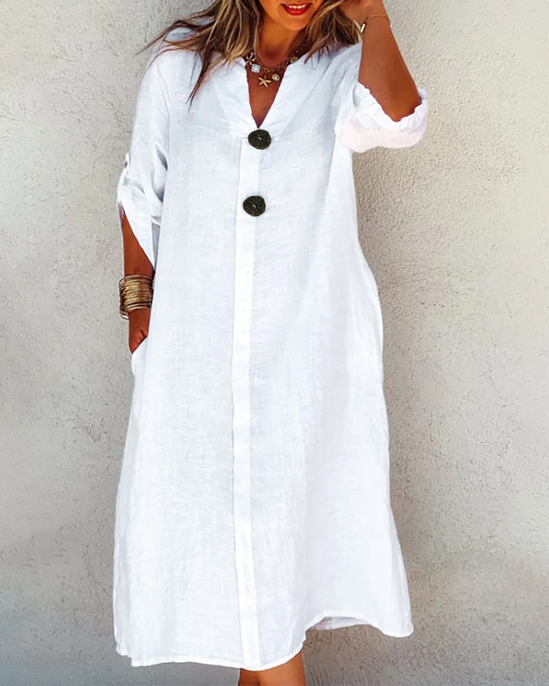 Женское платье весна-лето 2020 новый стиль однотонное декоративное с большими