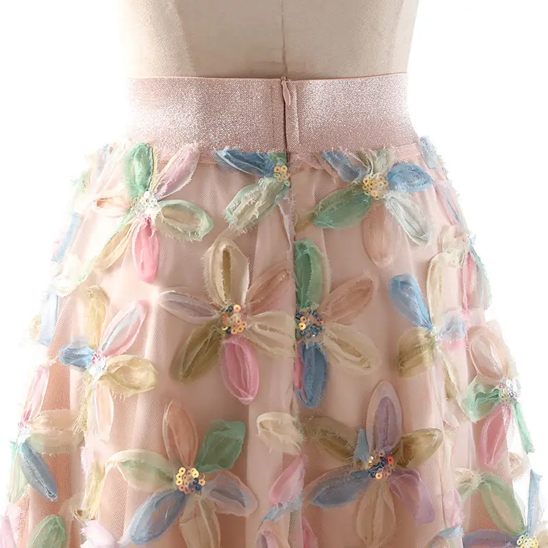 Flower sequins fairy gauze skirt 2022 spring and summer new long umbrella skirt luxurious designer skirt images - 6