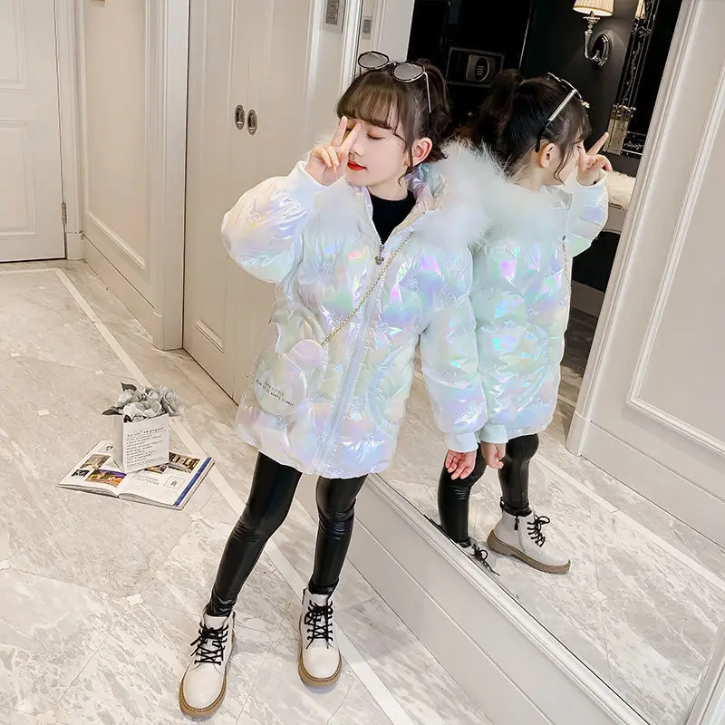 

Детская зимняя верхняя одежда, новая модная одежда для девочек, детская одежда, плотная теплая куртка для подростков для девочек, верхняя од...