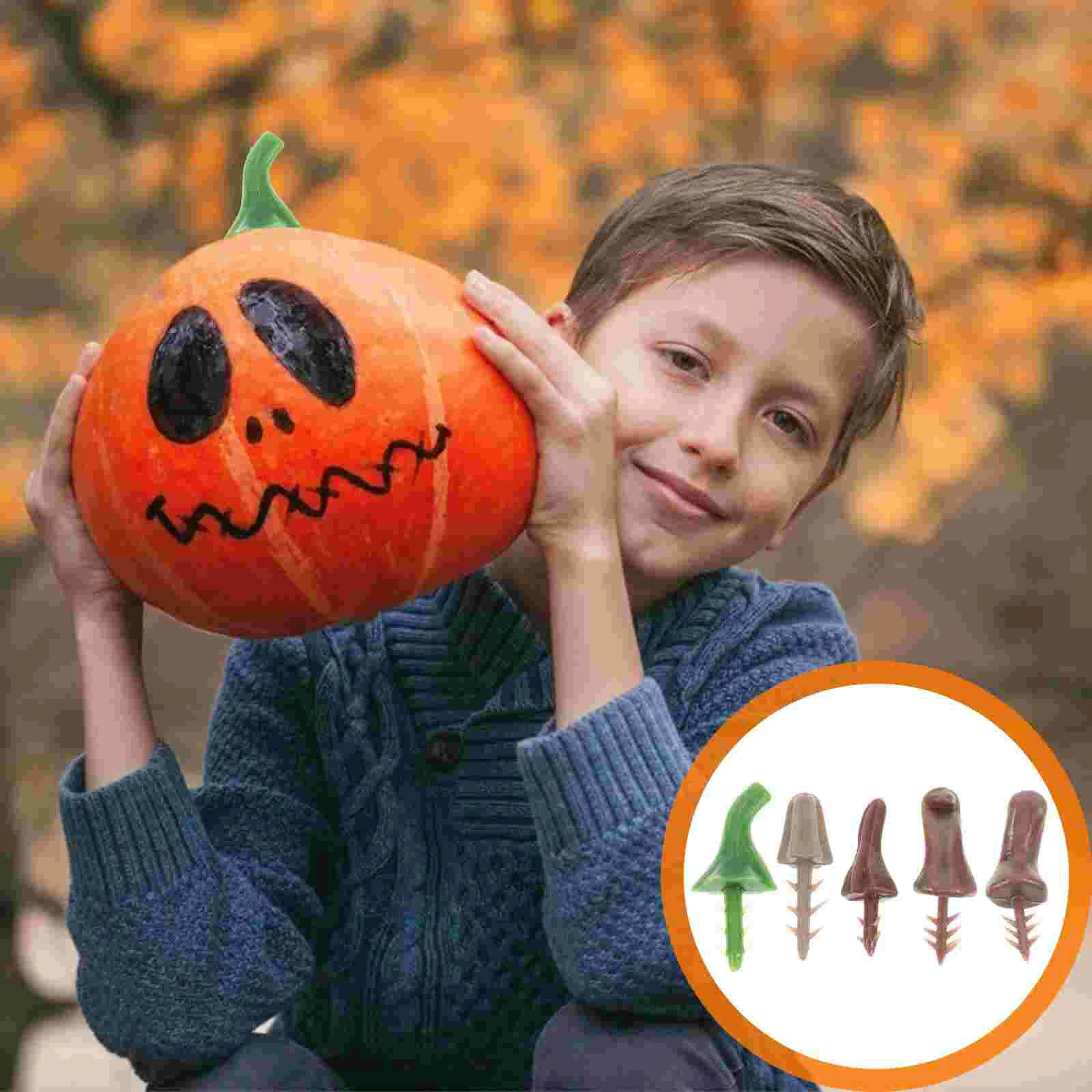 

100 Pcs Component Thanksgiving Pumpkin Handle Plastic Harvest DIY Crafts Heads Lantern Decor