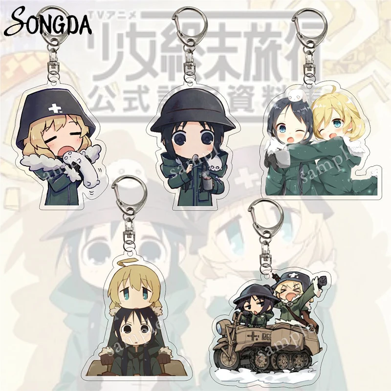 

New Anime Girls Last Tour Acrylic Keychains Holder Chito And Yuri Cartoon Figures Pendant Keyrings Key Chains Jewelry Fans Gifts
