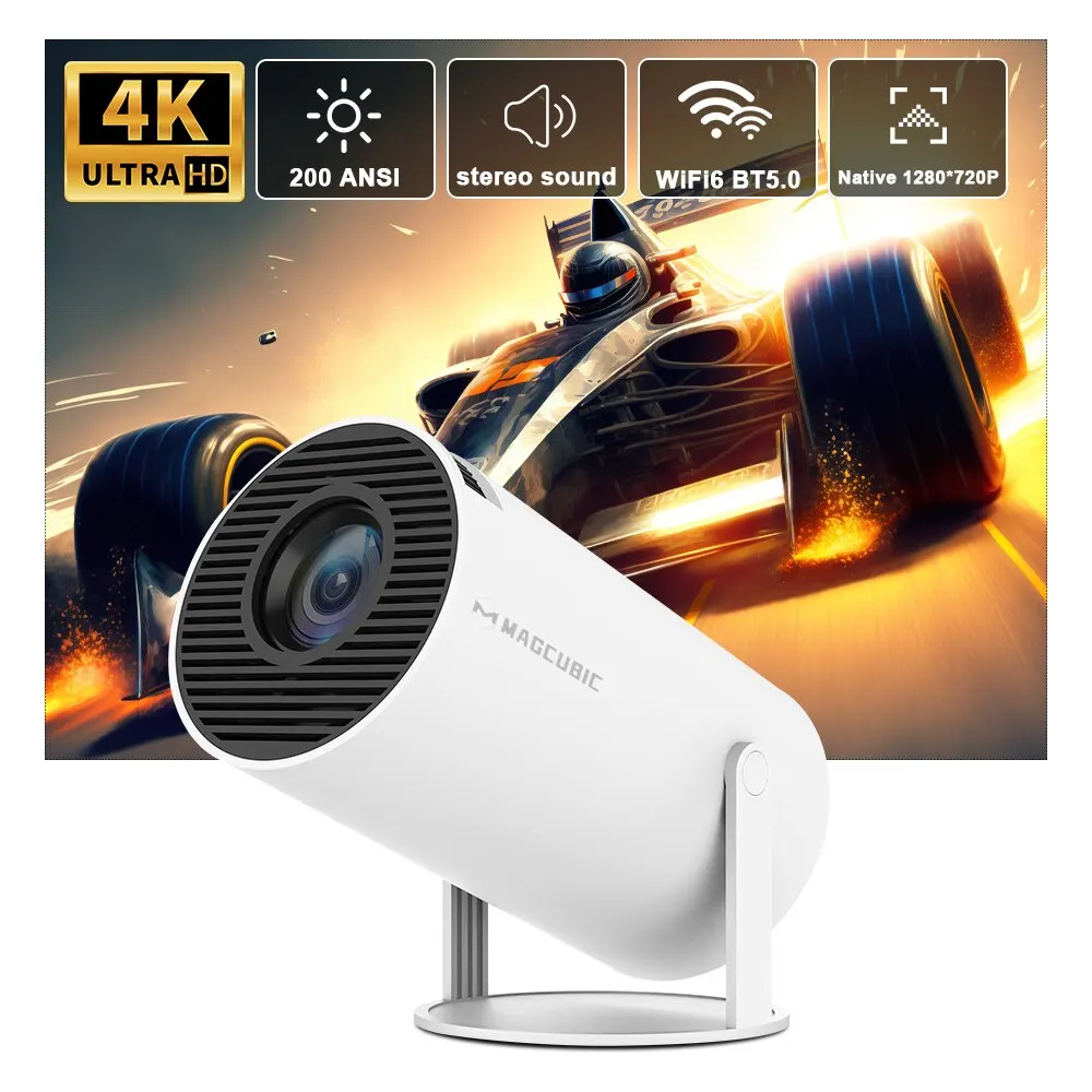 Magcubic проектор Hy300 4K Android 11 Dual Wifi6 200 ANSI Allwinner H713 BT5.0 1080P 1280*720P домашний кинотеатр открытый проектор