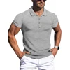 New Summer Polo Men Solid Stripe Fitness Elasticity Short Sleeve Polo Shirts for Men Fashion Stand Collar Mens Shirts 2