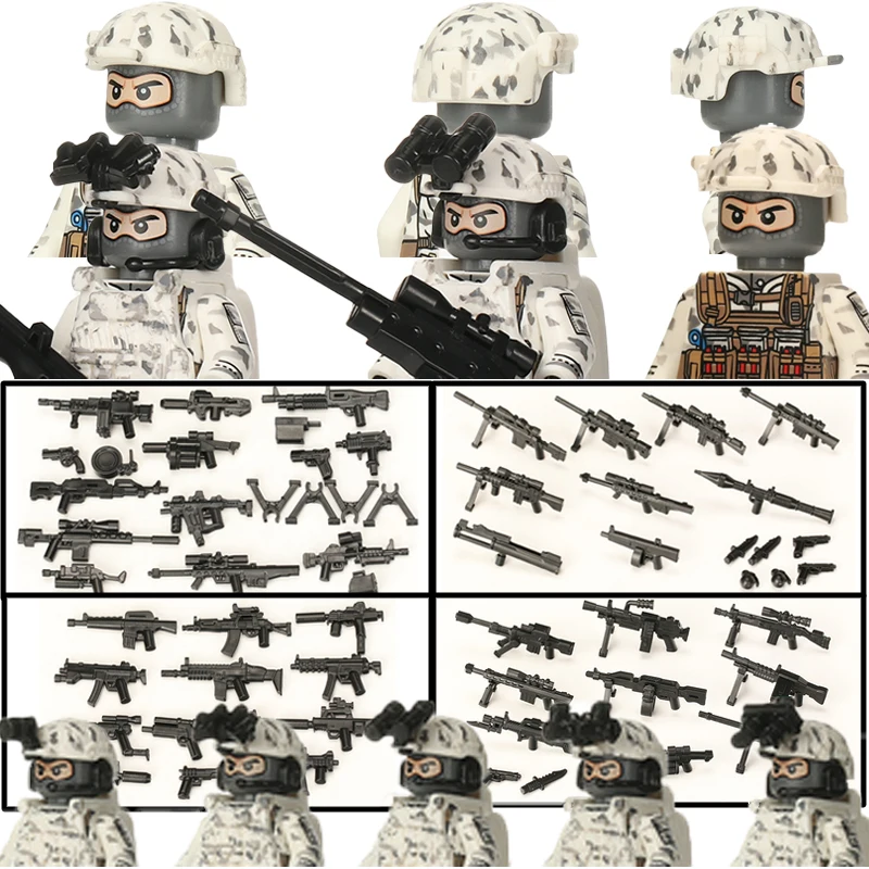 

MOC US Snow Special Forces Soldiers SWAT Police Figures Set Modern Military War Troops Arms Blocks Weapons Bricks Toys Gift Boys