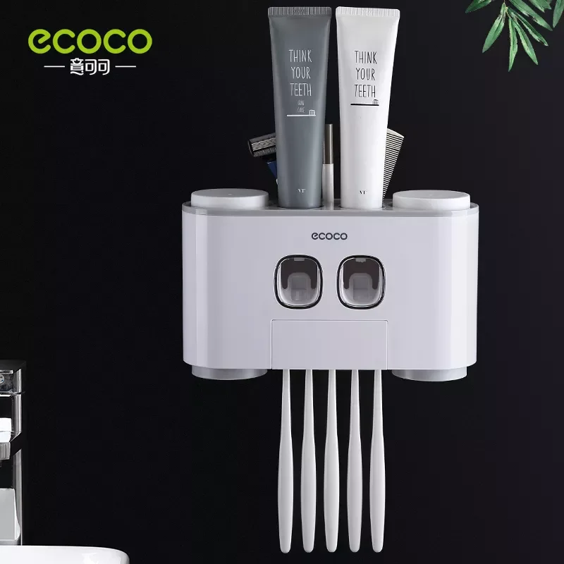

2023 ECOCO Automatic Toothpaste Squeezer Dispenser Set with Wall Mounted Kids Hands Free for Bathroom Accessories Bathroom suppl