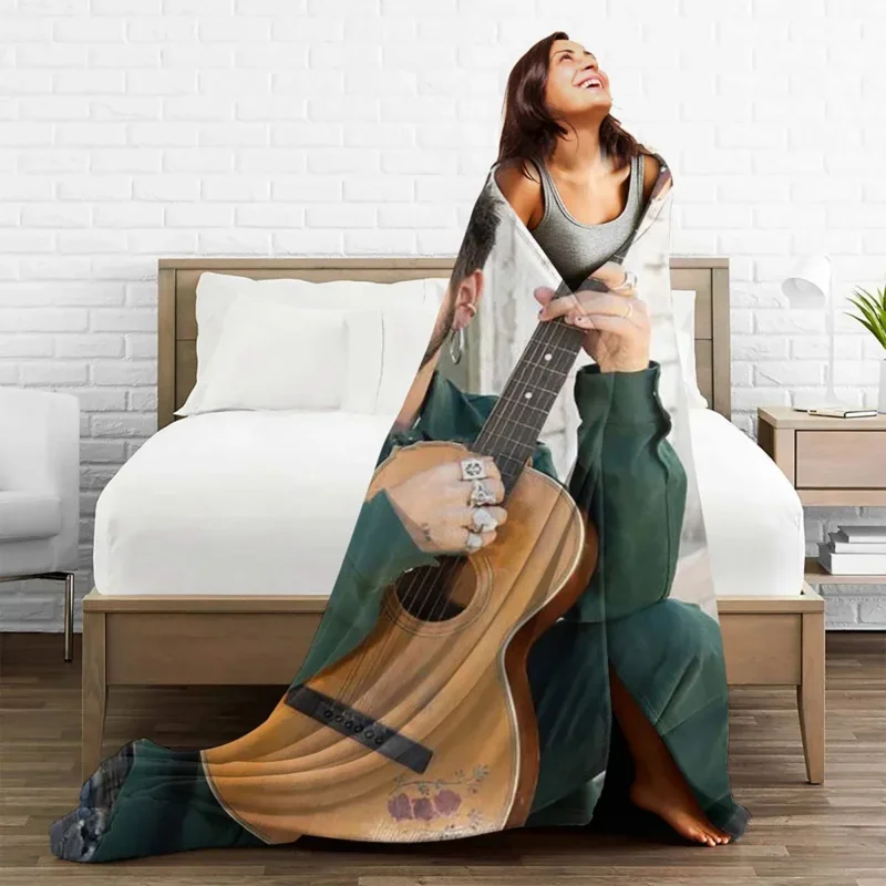 

Camilo Singer Coral Fleece Plush Autumn/Winter Play Guitar Multi-Function Soft Throw Blankets For Bed Car Rug Piece