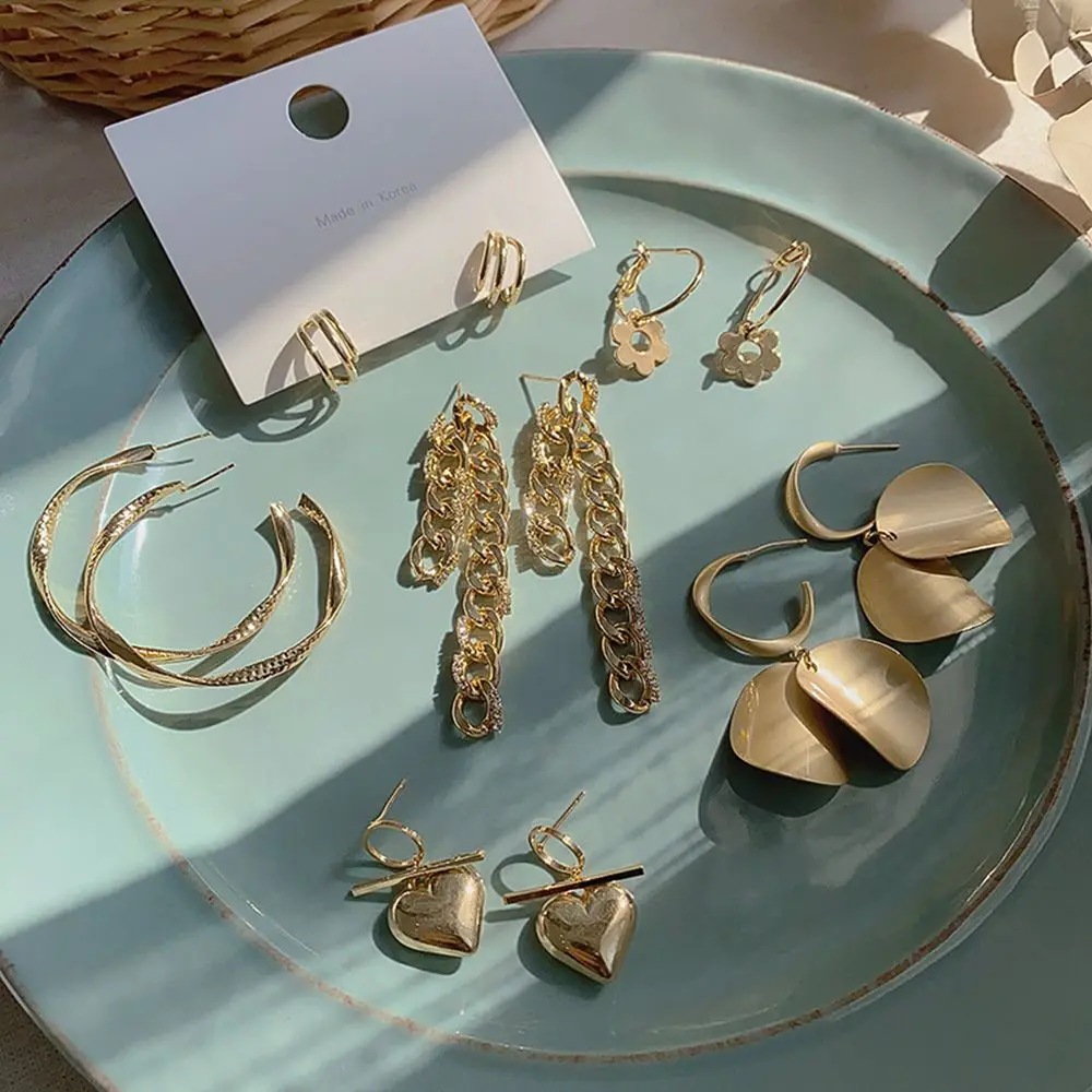 

Mix 20 Pairs Fashion Woman Earring Wholesale Jewelry Gold Silver Hoop Dangle Earrings For Women Korean Style Earing