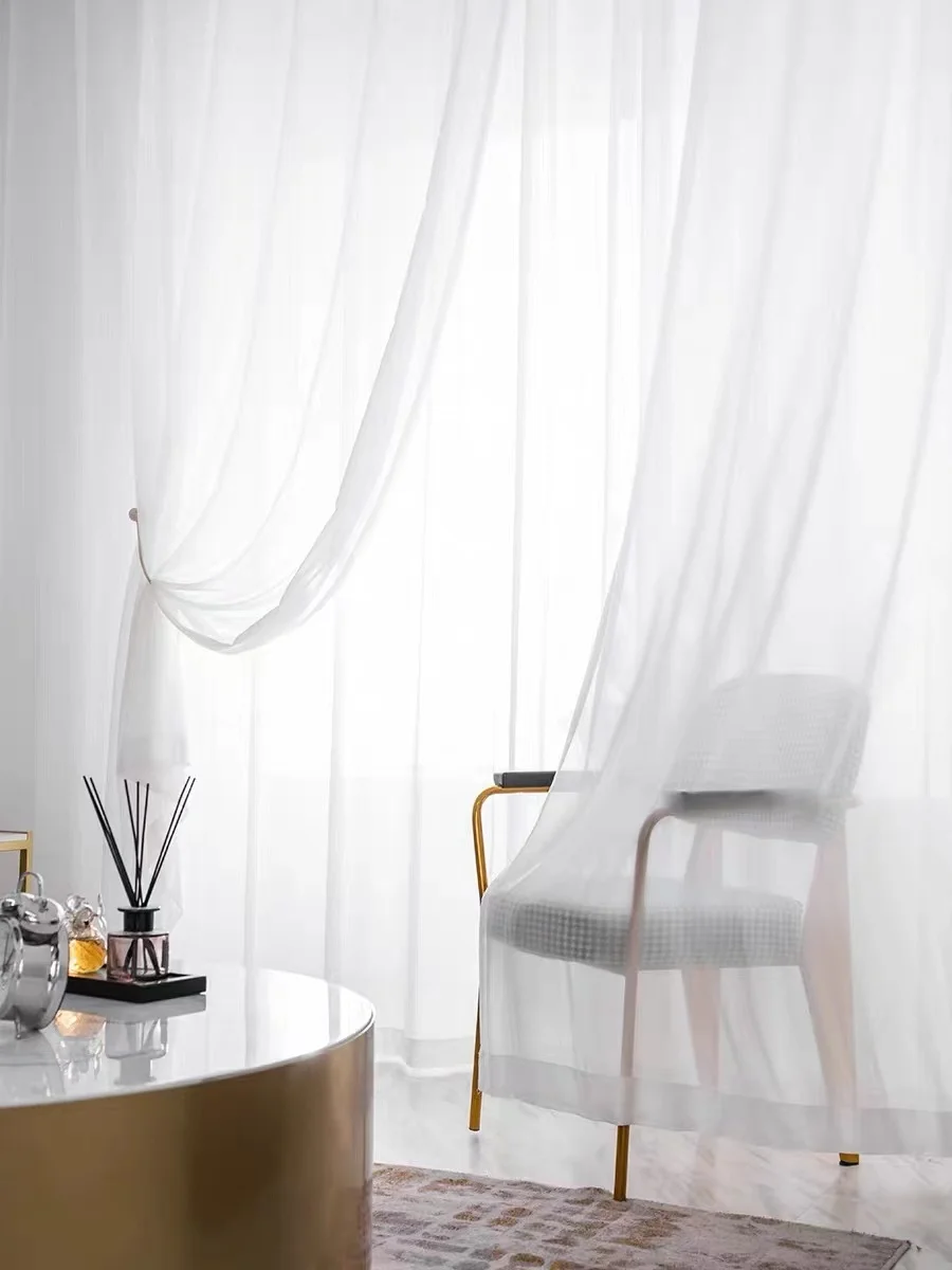 

Chiffon White Solid Tulle Curtains For Living Room Bedroom Balcony Bay Window Modern Sheer Voile Kitchen Curtain Drapes Custom