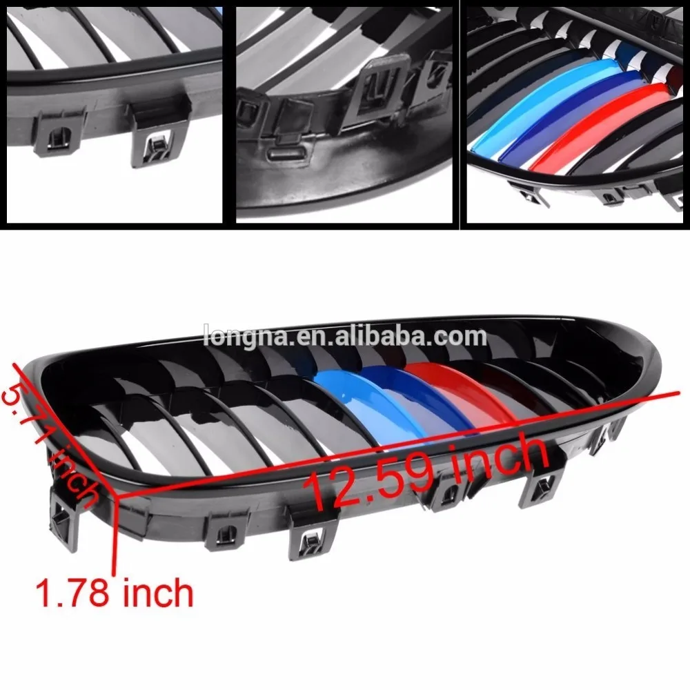 

Глянцевая черная M-color Передняя Верхняя решетка для 04-10 BMW E60 E61 решетка 5-серии 540i 530i 528i M5