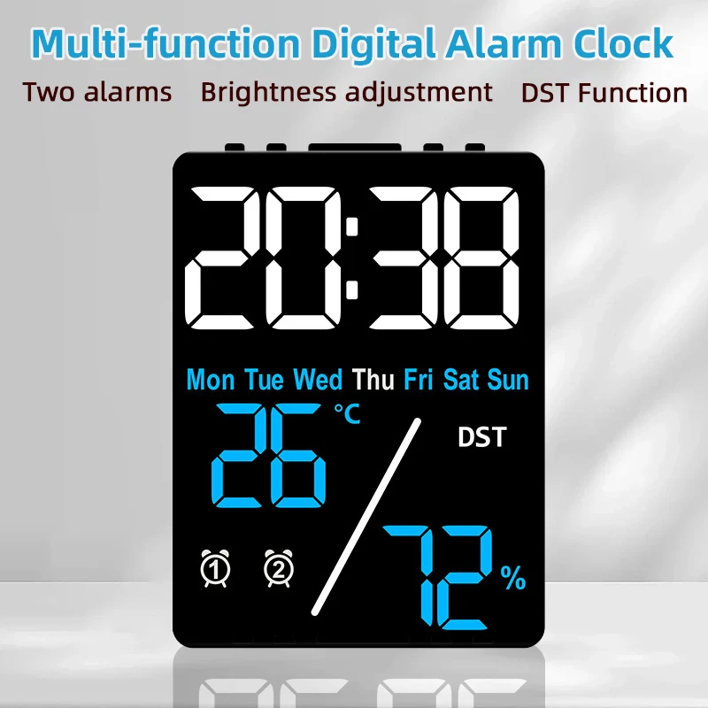Цифровой Будильник С Дисплеем Температуры И Влажности Календарь Недели