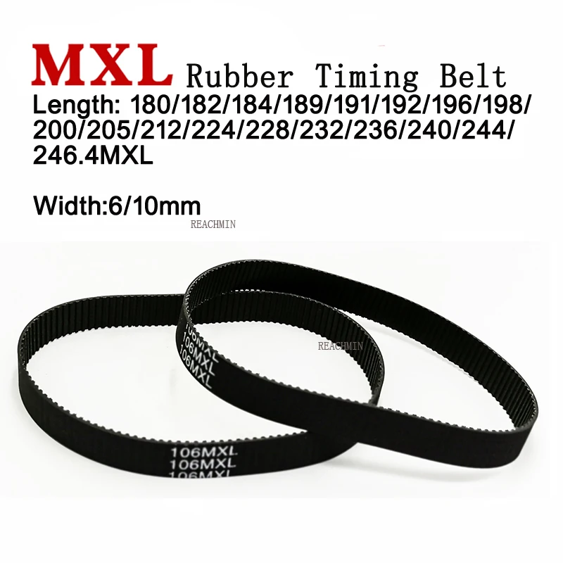 

5piece MXL Rubber Timing Belt Trapezoidal Small Tooth Synchronous Drive Belts 180/189/191/192/196/198/200/224/228/232/240/244MXL