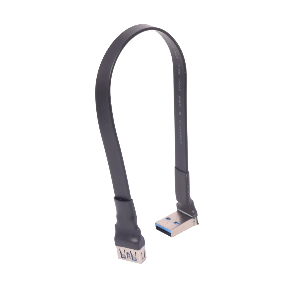 Двойной угловой удлинительный кабель USB Type-A плоский удлинитель 3.0 папа-мама для GPS