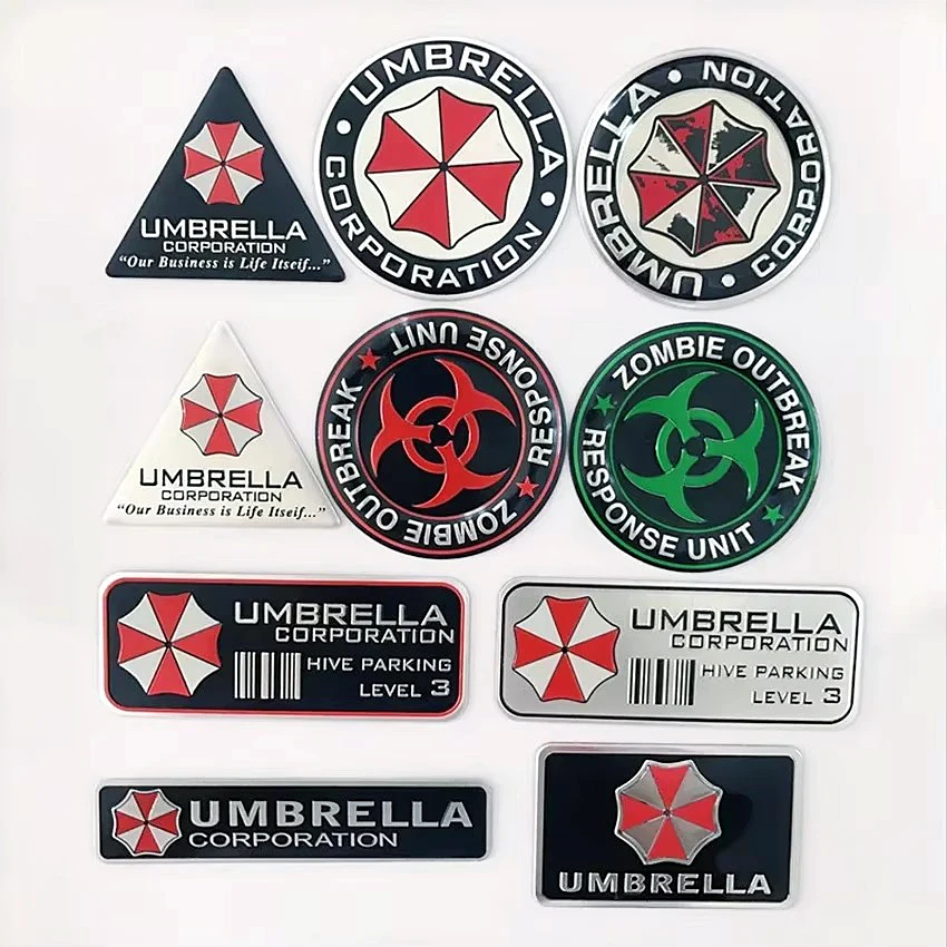 Фото 3D алюминиевый значок автомобиля, наклейка Umbrella Corporation, логотип, украшение багажника, наклейки для Mercedes Benz Chevrolet JEEP Seat Mazda №1
