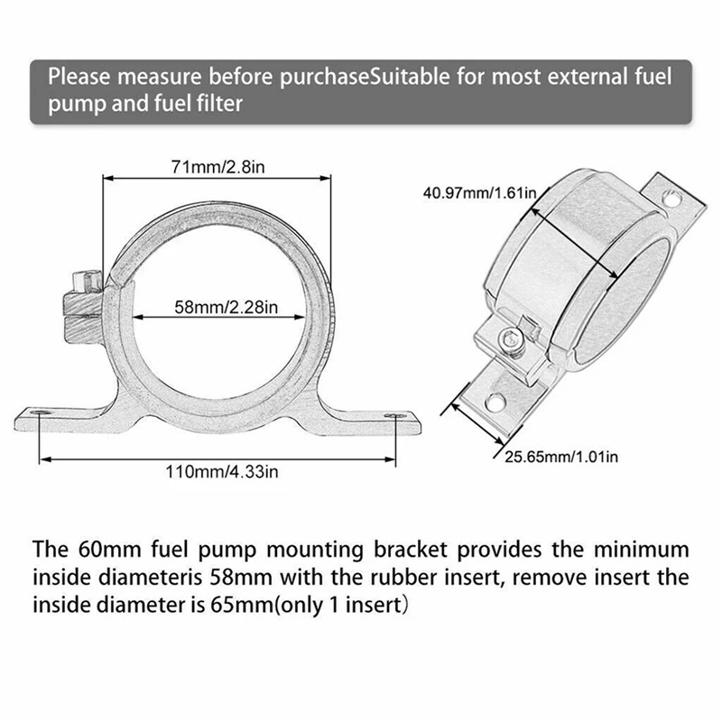2 шт. черный топливный насос 60 мм одинарный кронштейн фильтр внешний зажим для 044