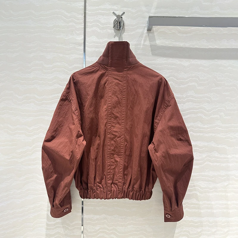 Lema * i 2024 AW повседневные винтажные куртки с силуэтом женские коричневые лоскутные