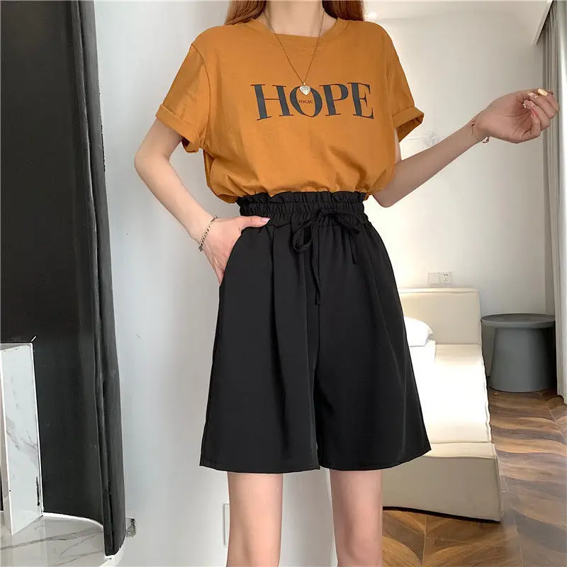 Y2K Clothes Summer Women's High Waist 2023 New Drawstring Chiffon Wide Leg Pants Casual Shorts Skirts Pants Korean Style Fashion
