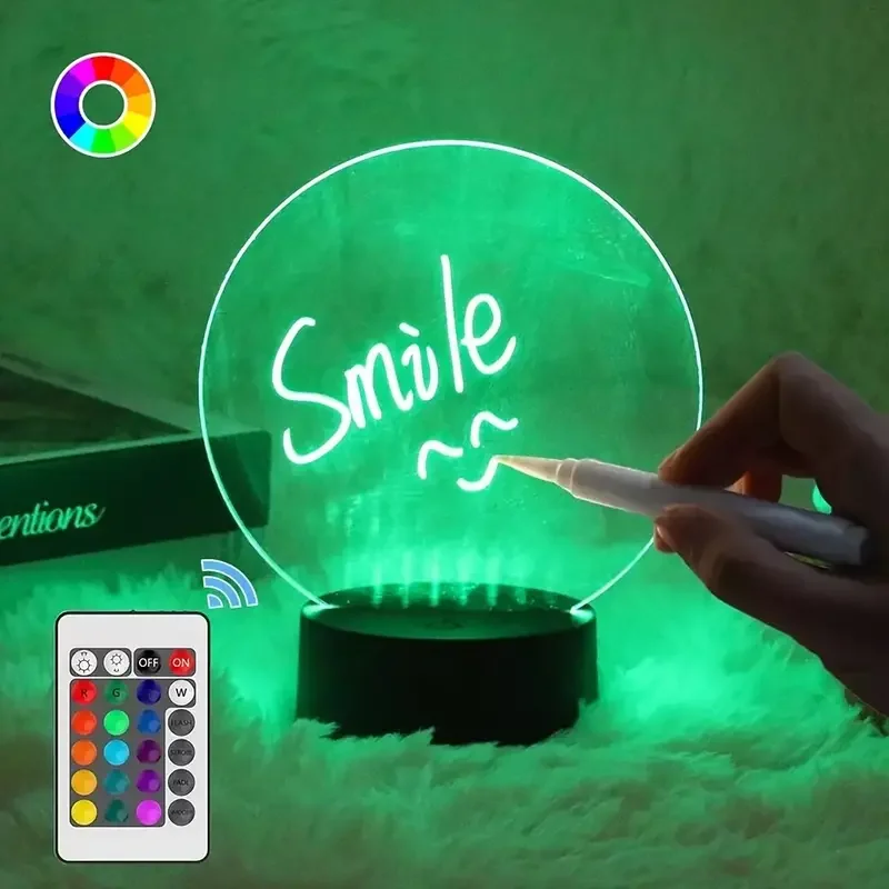 Купи HMTX 1pc Erasable Writing Board Lamp, Creative DIY RGB LED Memo Message Luminous Note Acrylic Writing Board Light, Table Night L за 620 рублей в магазине AliExpress