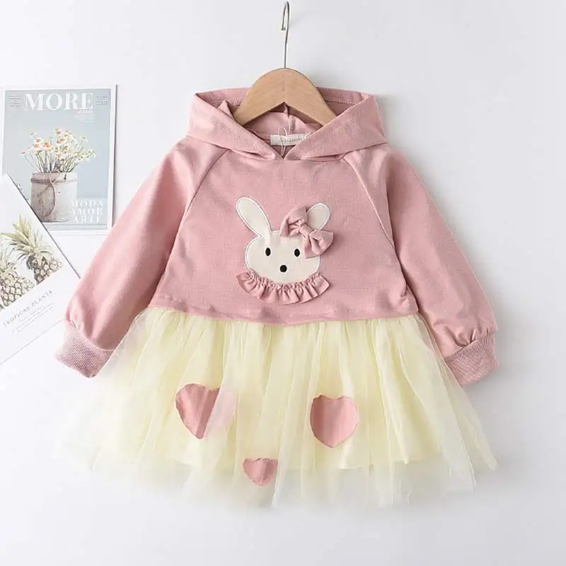 Bear Leader/платье для девочек Новинка 2022 года Сезон весна Повседневный стиль Розовое