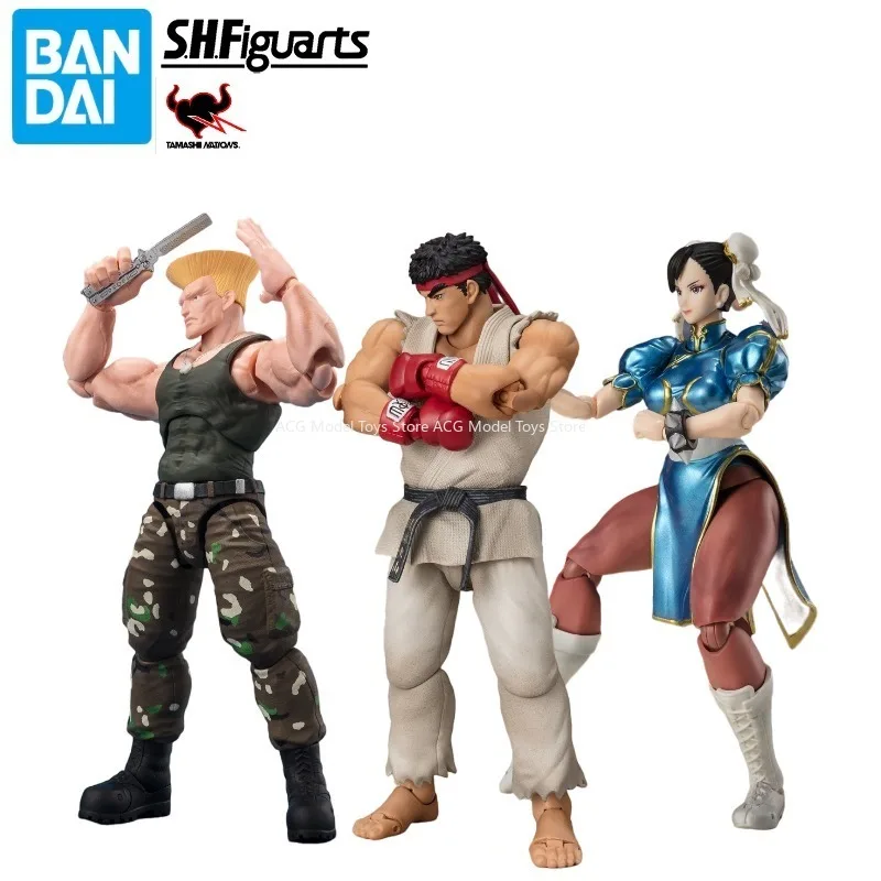 Оригинальные фигурки Bandai S.H. Фигуртс SHF Street Fighter 6 Guile Chun Li Ryu игрушки Коллекционная