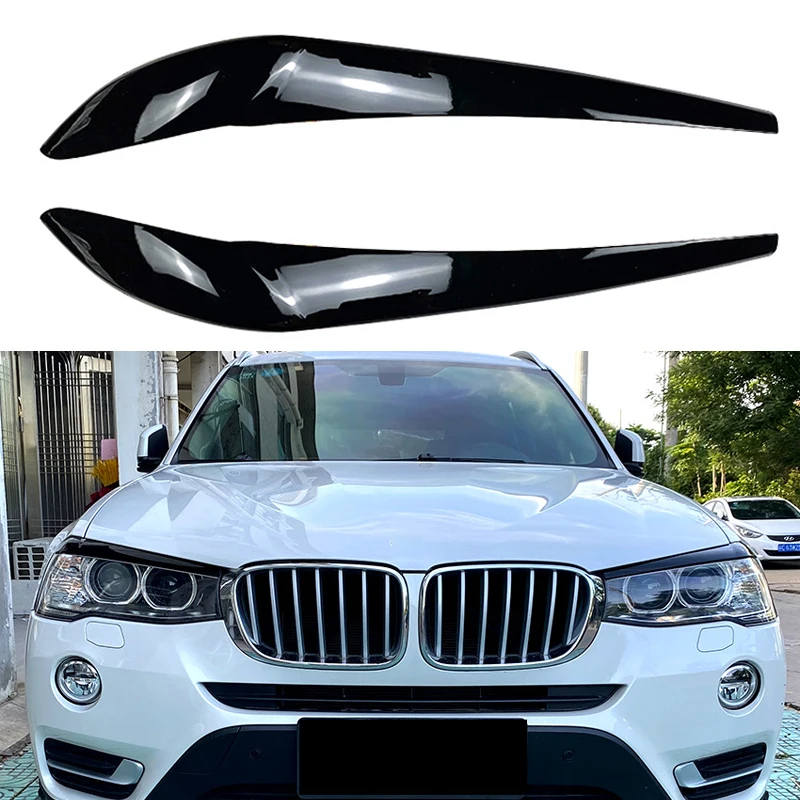 

1 Pair Car Front Headlight Eyebrow Eyelid Lamp Light Eyebrows Glossy Black Carbon Sticker For BMW X3 F25 X4 F26 2014-2017 ABS