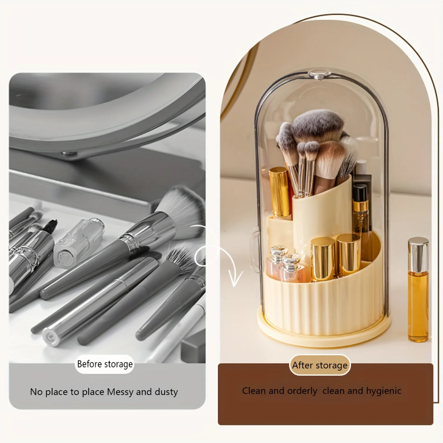 Вращающееся ведро для кистей макияжа и коробка губной помады — держатель