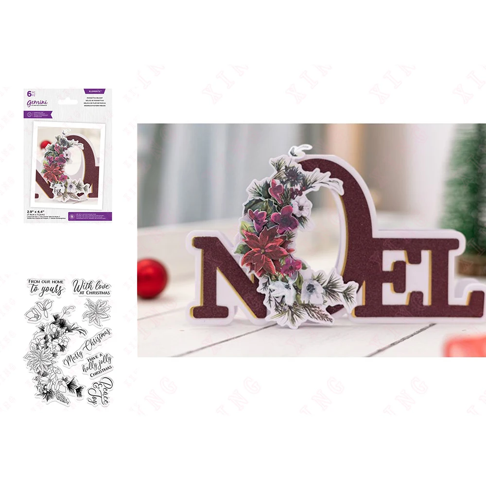 

New Poinsettia Delight Metal Cutting Dies Scrapbook Paper Decoration Embossing Molds Diy Handmade Craft Reusable Silicone Stamps