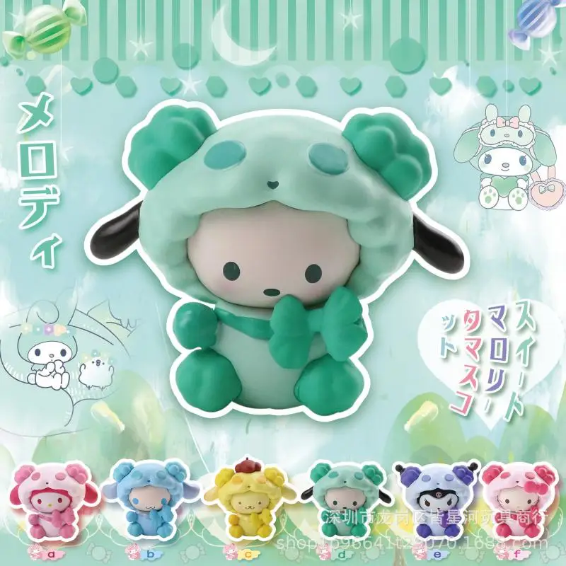 

6 шт. кавайная Sanrioed Hello Kitty Kuromi My Melody Cinnamoroll Pom пуристая плюшевая искусственная игрушка для девочек