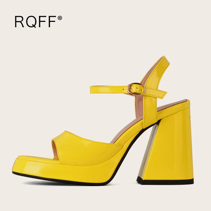 

Big Size 43 Sandals Woman Summer New Fashion Platform 9cm Block High Heels Peep Toe Handmade High Quality Shoes