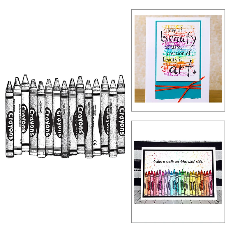 2021 New Retro Crayon Pen Pattern Transparent Clear Stamps For DIY Making Greeting Card Album Scrapbooking No Metal Cutting Dies