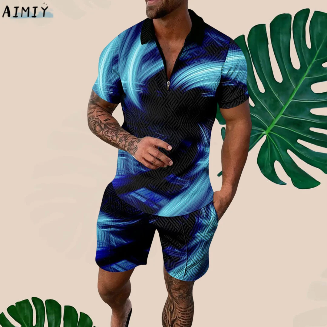 Men's Tracksuit Casual Summer Short Sleeve Polo Shirt and shorts Suit two-Piece Set Male Clothing Streetwear Clothes for Men New