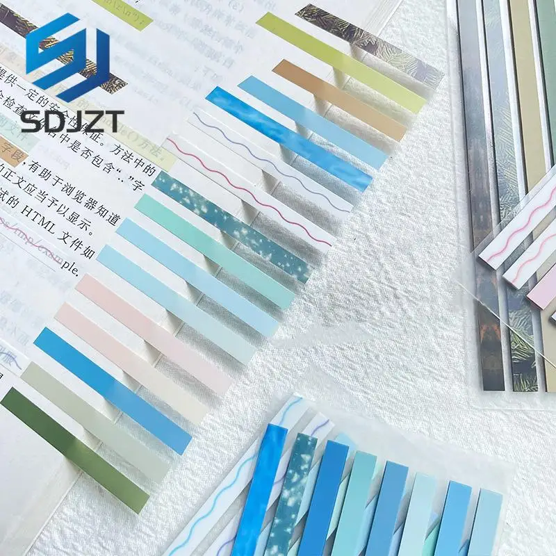 

Color Slim Strip Self Adhesive Memo Pad Sticky Notes PET Waterproof Index Stickers Office Classification Markers 160Sheets