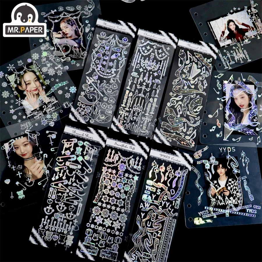 

Mr.paper 6 Styles 1Pcs/Bag Cute Bear Sticker Personality Streamer DIY Kpop Idol Card Scrapbooking Decoration Stationery Stickers