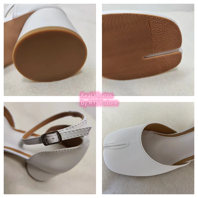Split Toe Women Ninja Tabi Pumps Woman 6cm/3.5cm Heels Mary Janes Round High Heel Shoes Buckle Strap Shallow Sandals Shoes