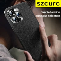 szcurc for iphone 13 pro max cowhide mobile phone case new 360%c2%b0 full protection magnetic adsorption sleeve 12 pro max cover bag